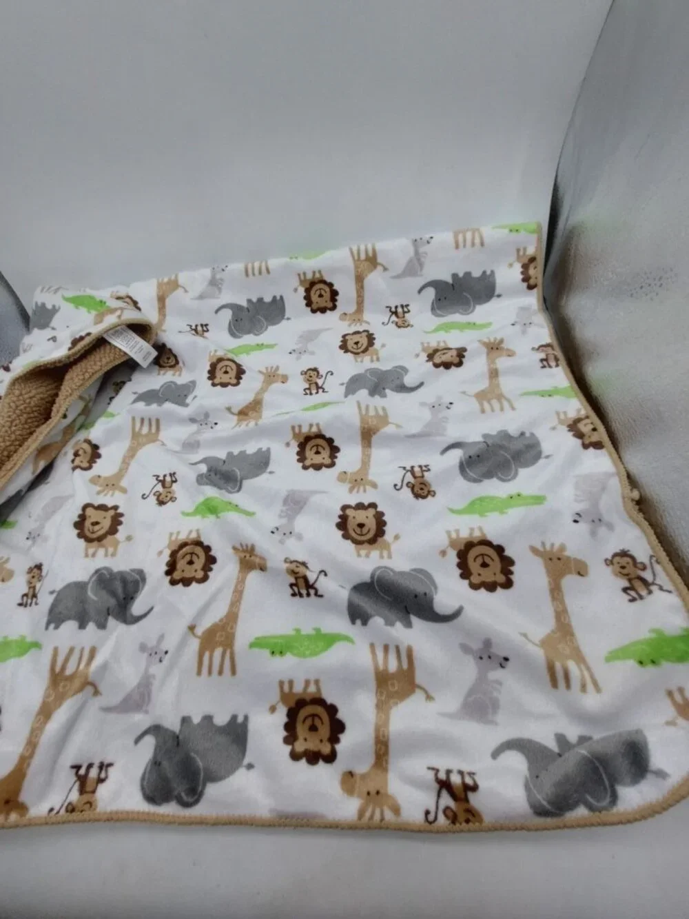 Carters Just One You Baby Blanket Brown White Lions Zebras 30x39 J4295